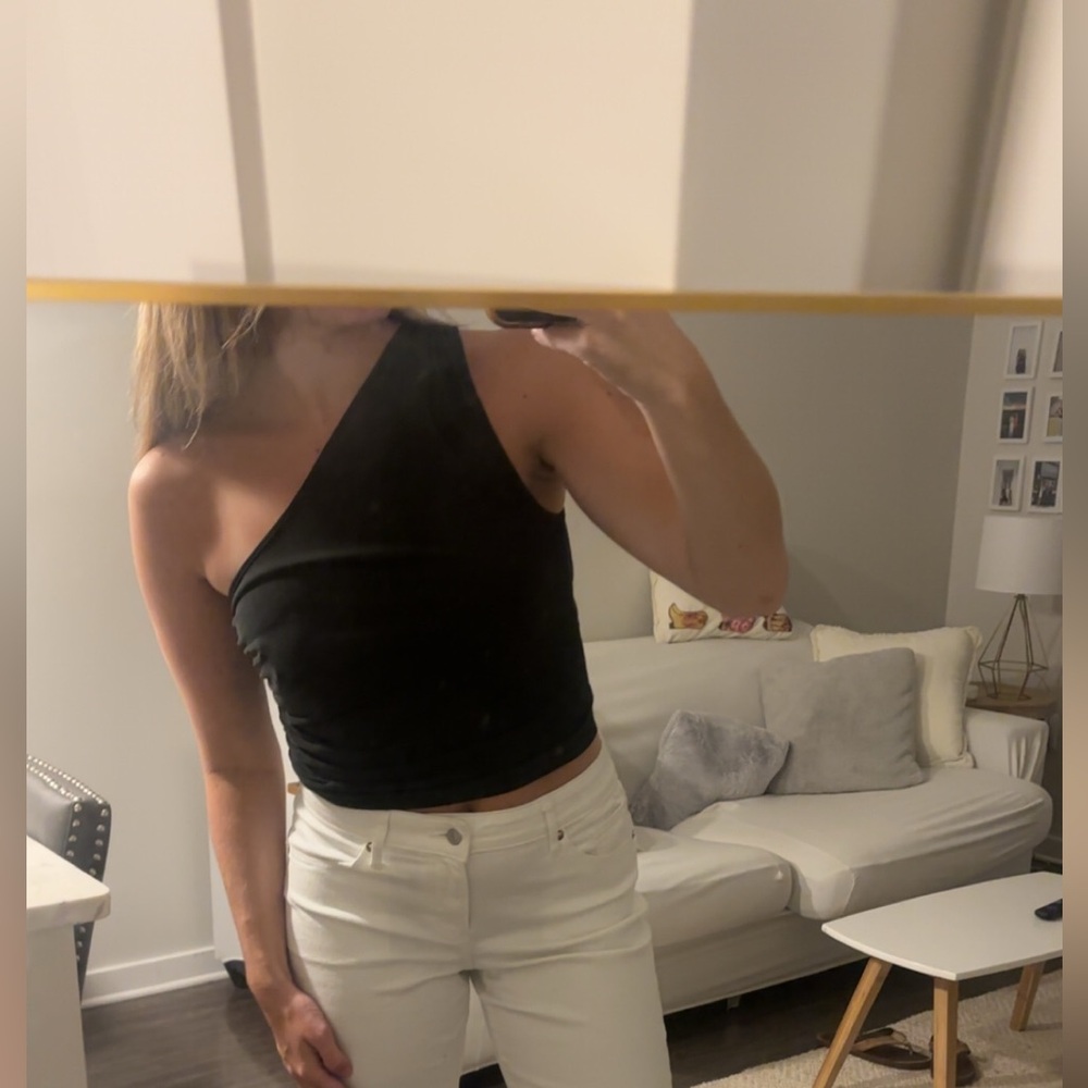 Women's black one shoulder top